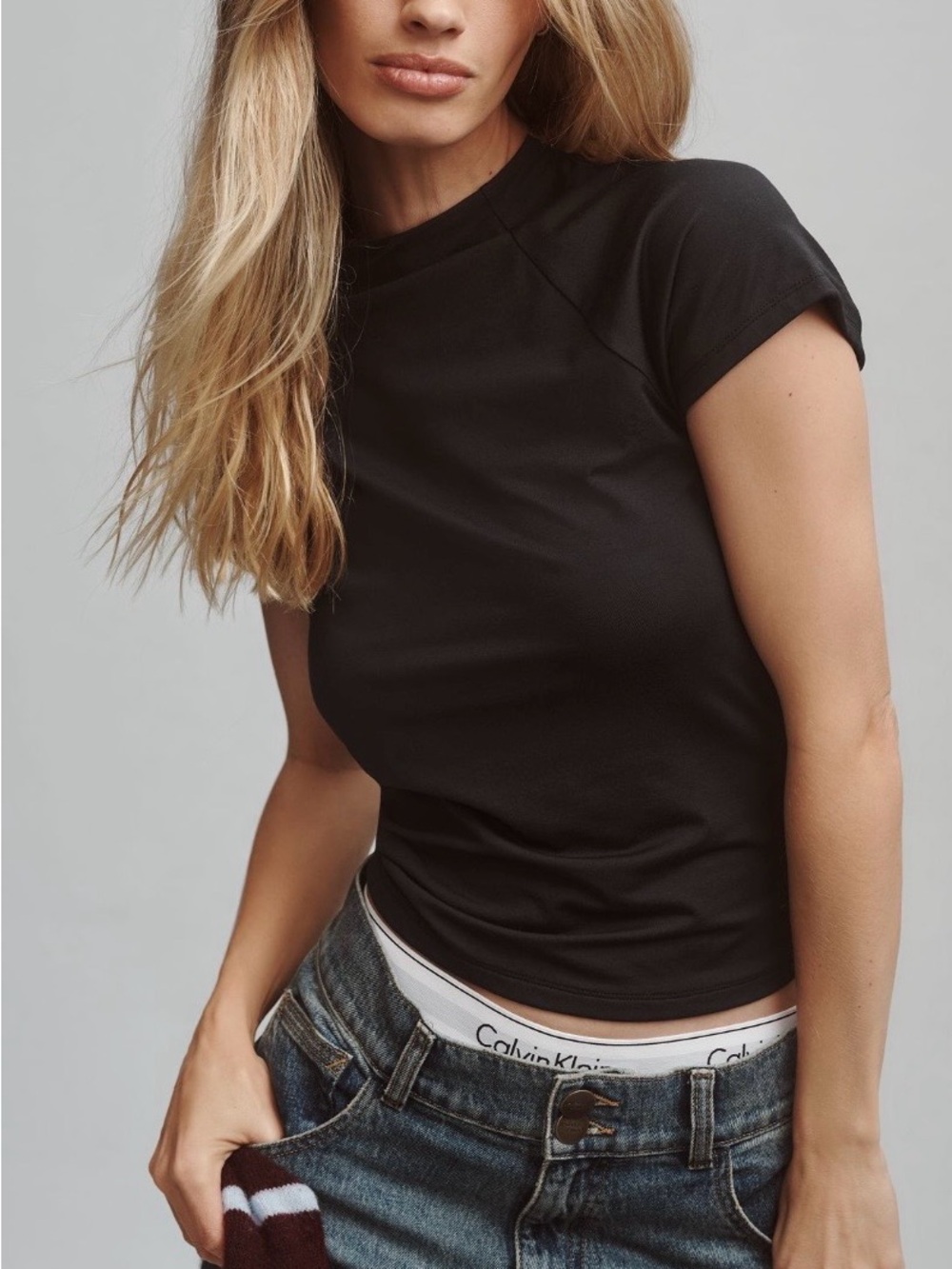 Anthropologie Super Soft Layering Tee. Black